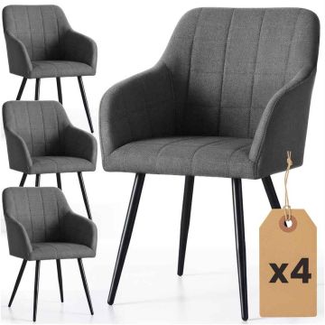Söögitoolide komplekt LUXANO, 4 tk, hall ja must, 54 × 82 × 58 cm