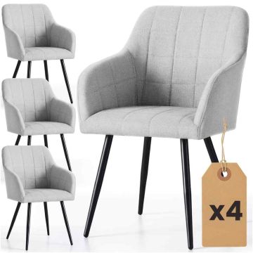 Söögitoolide komplekt LUXANO, 4 tk, hall/must, 54 × 82 × 58 cm