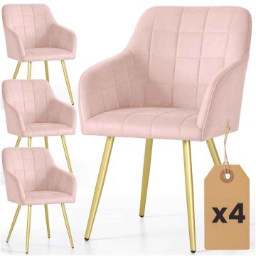 Söögitoa toolide komplekt LUXANO, 4 tk, roosa ja kuldne, 54 × 82 × 58 cm