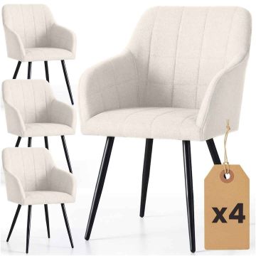 Söögitoolide komplekt LUXANO, 4 tk, beež/must, 54 × 82 × 58 cm