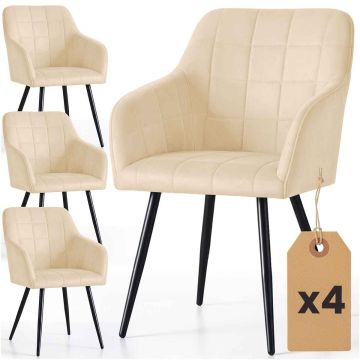 Söögitoa toolikomplekt LUXANO, 4 tk, beež/must, 54 × 82 × 58 cm