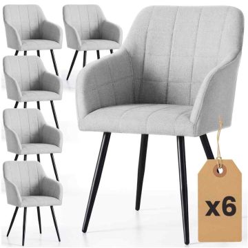 Söögitoa toolide komplekt LUXANO, 6 tooli, hall/must, 54 × 82 × 58 cm
