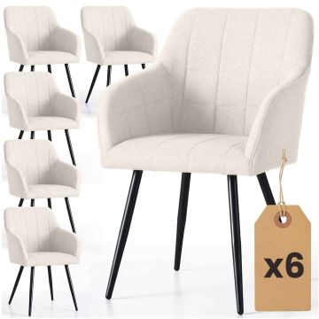 Söögitoa toolide komplekt LUXANO, 6 tooli, beež/must, 54 × 82 × 58 cm