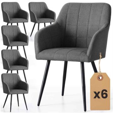 Söögitoa toolide komplekt LUXANO, 6 tk, halli/musta värvi, 54 × 82 × 58 cm