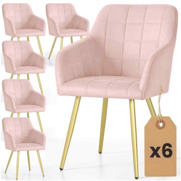 Söögitoa toolikomplekt LUXANO, 6 tk, roosa ja kuldne, 54 × 82 × 58 cm