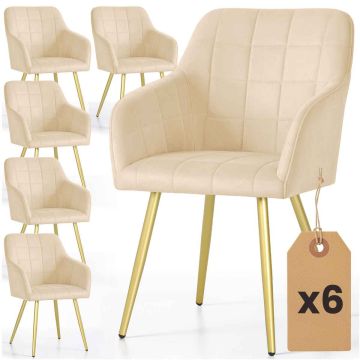 Söögitoolide komplekt LUXANO, 6 tk, beežikas/kuldses värvitoonis, 54 × 82 × 58 cm
