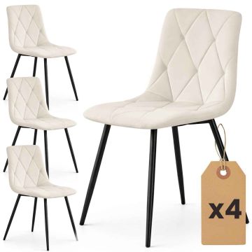 Söögitoolide komplekt MILO, 4 tk, beež/must, 45,5 × 87 × 43,5 cm