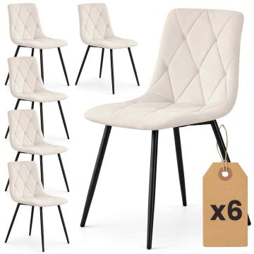 Söögitoolide komplekt MILO, 6 tk, beeži/musta värvi, 45,5 × 87 × 43,5 cm