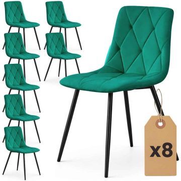 Söögitoa toolikomplekt MILO, 8 tk, roheline/must, 45,5 × 87 × 43,5 cm