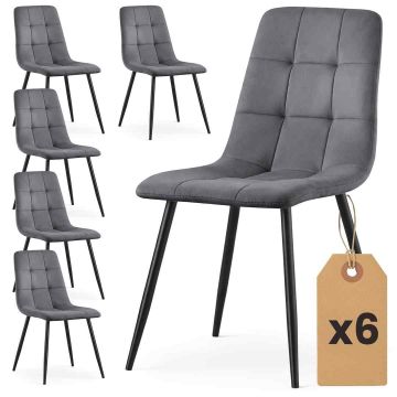 Söögitoa toolide komplekt NERO, 6 tk, hall/must, 45,5 × 87 × 43,5 cm