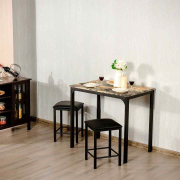 Dining set, 3-piece, 2 stools, 90.17 × 59.69 × 82.55 cm