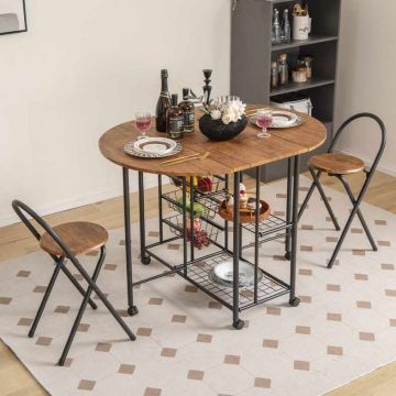 Dining Set, 3-Piece, Bar Table with 2 Chairs, Brown, 44 × 33 × 31.5 inches