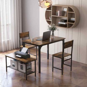 Dining set, 4 pieces, with bench and 2 chairs