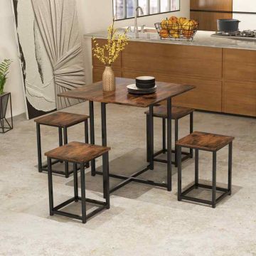 Dining set, 5 pieces, Brown/black, 80 × 80 × 77 cm