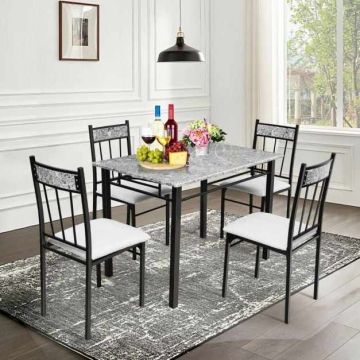 Dining set, 5 pieces, 4 chairs, 107 × 76 × 70 cm
