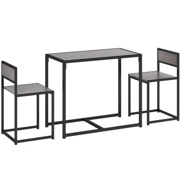 Обеденный комплект, с 2 стульями, Серый, 90 × 76 × 47 см