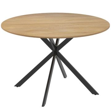 Söögilaud, 4 inimesele, Tamme/musta värvi, Ø120 × 75 cm