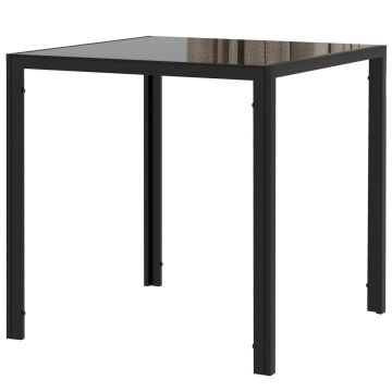 Söögilaud, 4 kohale, Must, 75 × 75 × 75 cm