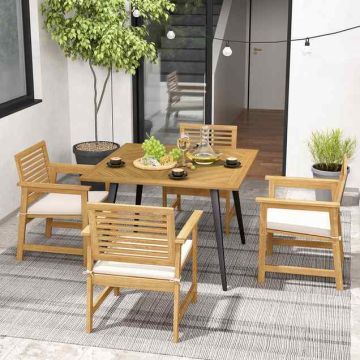 Acacia wood dining table for 4 people, with umbrella hole, 1.9 cm