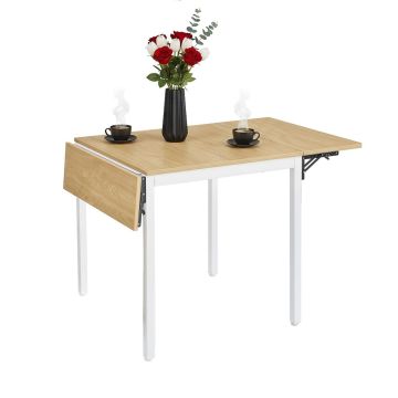 Söögilaud Relaxdays, Väljatõmmatav, 2–4 inimesele, Valge/pruun, 120 × 76 × 78 cm