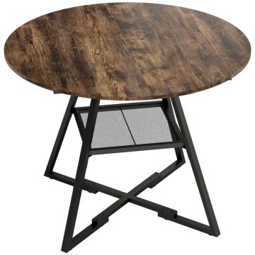 Söögilaud, Pruun/must, Ø 100 × 76 cm
