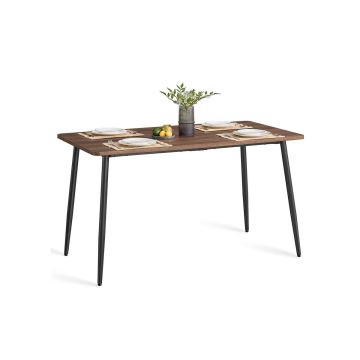 Dining table VASAGLE KDT100K02, for 4-6 people, Brown/black, 140 × 75 × 75 cm