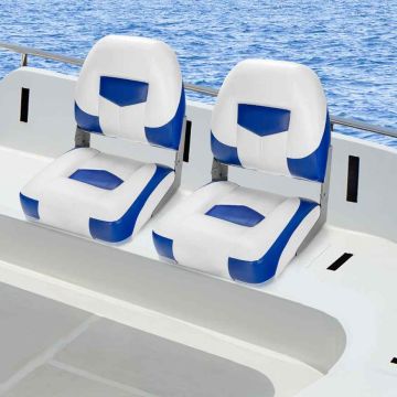 Boat chair set, 2 pcs, White/blue, 50 × 42 × 52 cm