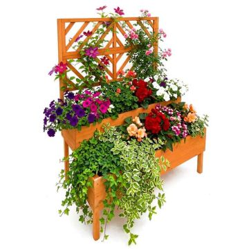 Цветочный ящик Relaxdays 10052782_599, двухуровневый с решёткой, Оранжевый, 109 × 135 × 62 см