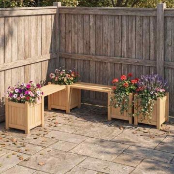 Pot and bench set, 2 pots and a bench, 105 × 26.5 × 29.5 cm
