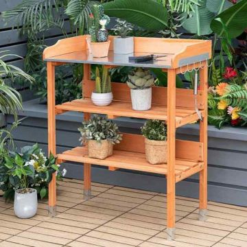 Potted bench, 2 shelves, 5 hooks, 77 × 89 × 37 cm