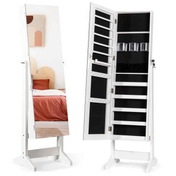 Peegliga ehtekapp, 120 kõrvarõngaava, Valge, 40,64 × 146,05 × 36,83 cm