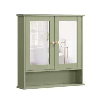 Peegliga vannitoakapp VASAGLE LHC002, avatud riiuliga, Roheline, 56,5 × 58,5 × 13 cm