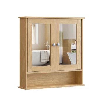 Peegliga vannitoakapp VASAGLE LHC002, riiuliga, Tammevärvi, 56,5 × 58,5 × 13 cm