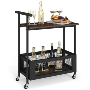 Trolley, 2-tier, Brown/black, 60 × 72 × 40 cm