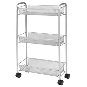 Trolley, 3-tier, Gray, 44.45 × 17.78 × 71.12 cm