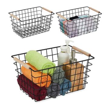 Traatkorvid Relaxdays, 3 tk, Must, 31 × 16 × 21 cm