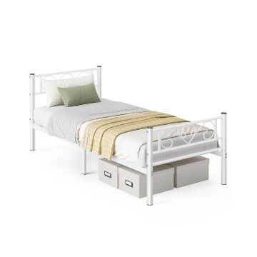 Üheinimese voodi VASAGLE RMB061W01, 90 × 190 cm, Valge, 208 × 86,4 × 91,8 cm