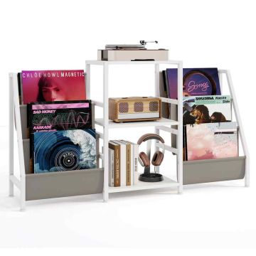 Vinyl storage stand, 3 shelves, 6 pockets, 125 × 69 × 30 cm