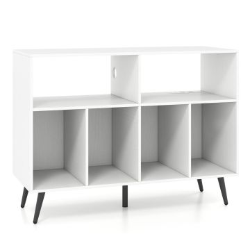 Vinyl record stand, 4 shelves, White, 100 × 74.5 × 40 cm