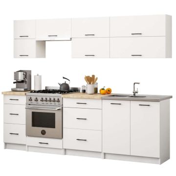 Кухонный гарнитур OLIWIA G2, белый, 240 × 203 × 30–55 см