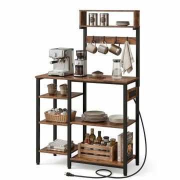 Köögiriiul Relaxdays, 2 „Schuko“ pistikupesa, 2 USB-pordi ja 4 konksuga, 82 × 151 × 40 cm