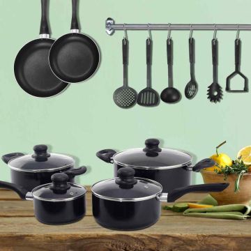 Kitchenware set, 16 pieces, Black