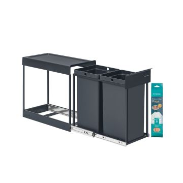 Köögiprügikast SONGMICS, 2 × 15 l, Hall, 48,6 × 25,4 × 44 cm