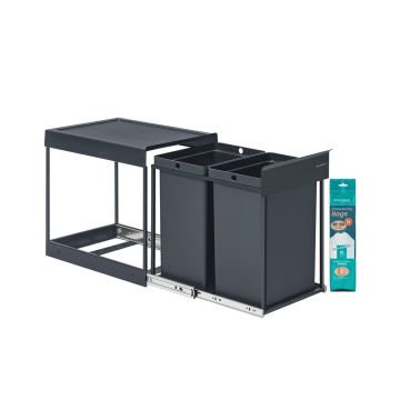 Köögiprügikast SONGMICS, 2 × 20 l, Hall, 48,6 × 32,4 × 44 cm