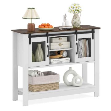 Kitchen cabinet, 2 sliding doors, white/brown, 102 × 32 × 82 cm