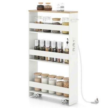 Kitchen cabinet, 4-tier, White, 47.5 × 80.5 × 13 cm