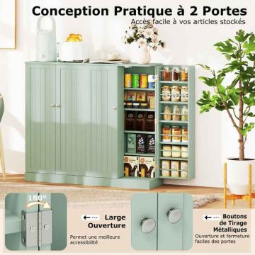 Kitchen cabinet, 5 tiers, 6 door shelves, Green, 59 × 104 × 30 cm