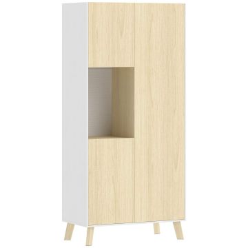 Köögikapp, 8 hoiuruumi, Valge/tamm, 80 × 170 × 40 cm