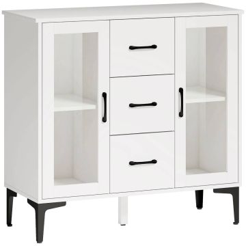 Köögikapp Aosom, 3 sahtlit, 2 klaasust, 90 × 86 × 38 cm