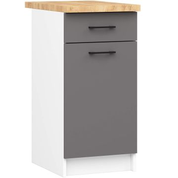 Köögikapp OLIWIA S40 SZ1, 1 sahtel ja 1 hingedega uks, valge/hall, 40 × 85 × 46 cm